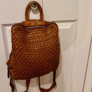 Vilenca Holland Leather Braided Woven Backpack Purse
Bag Cognac Brown